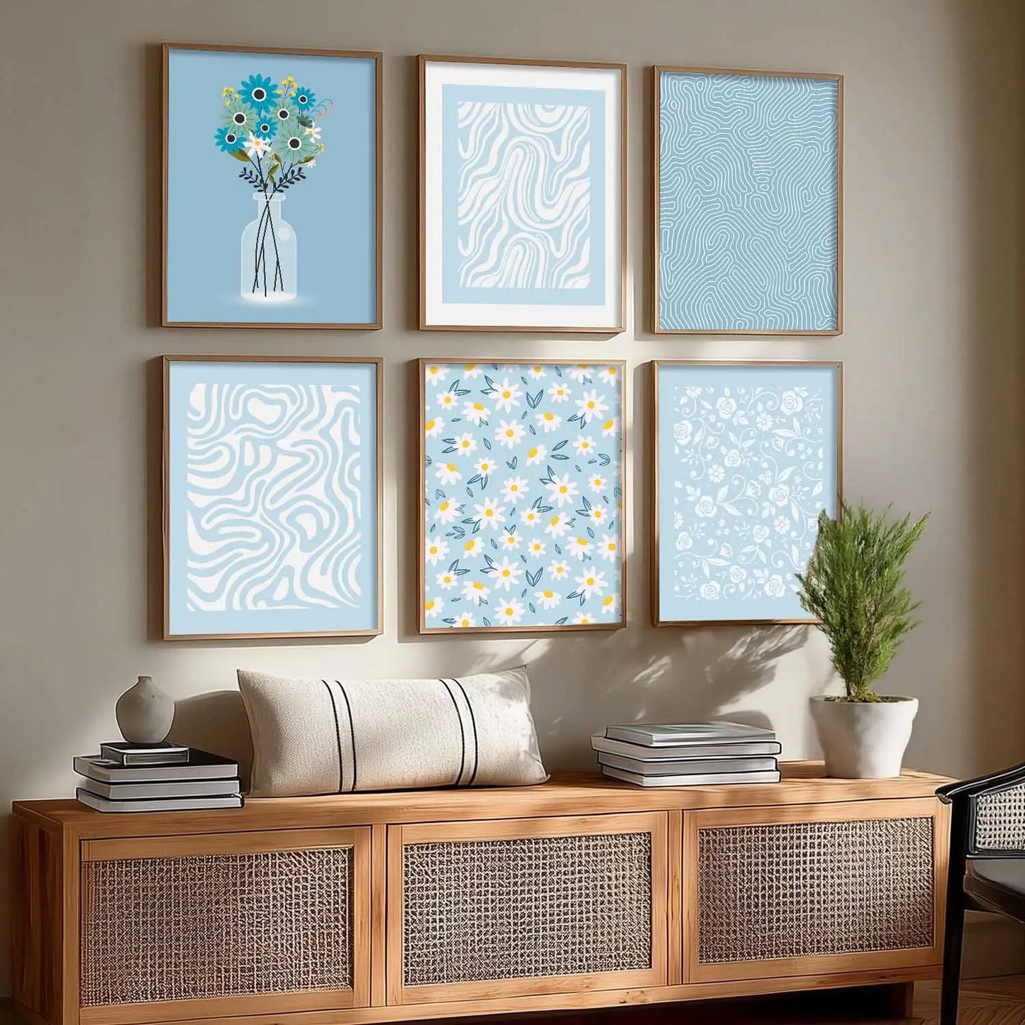 Boho Framed Wall Art Prints | Set of 6 | Home Decor