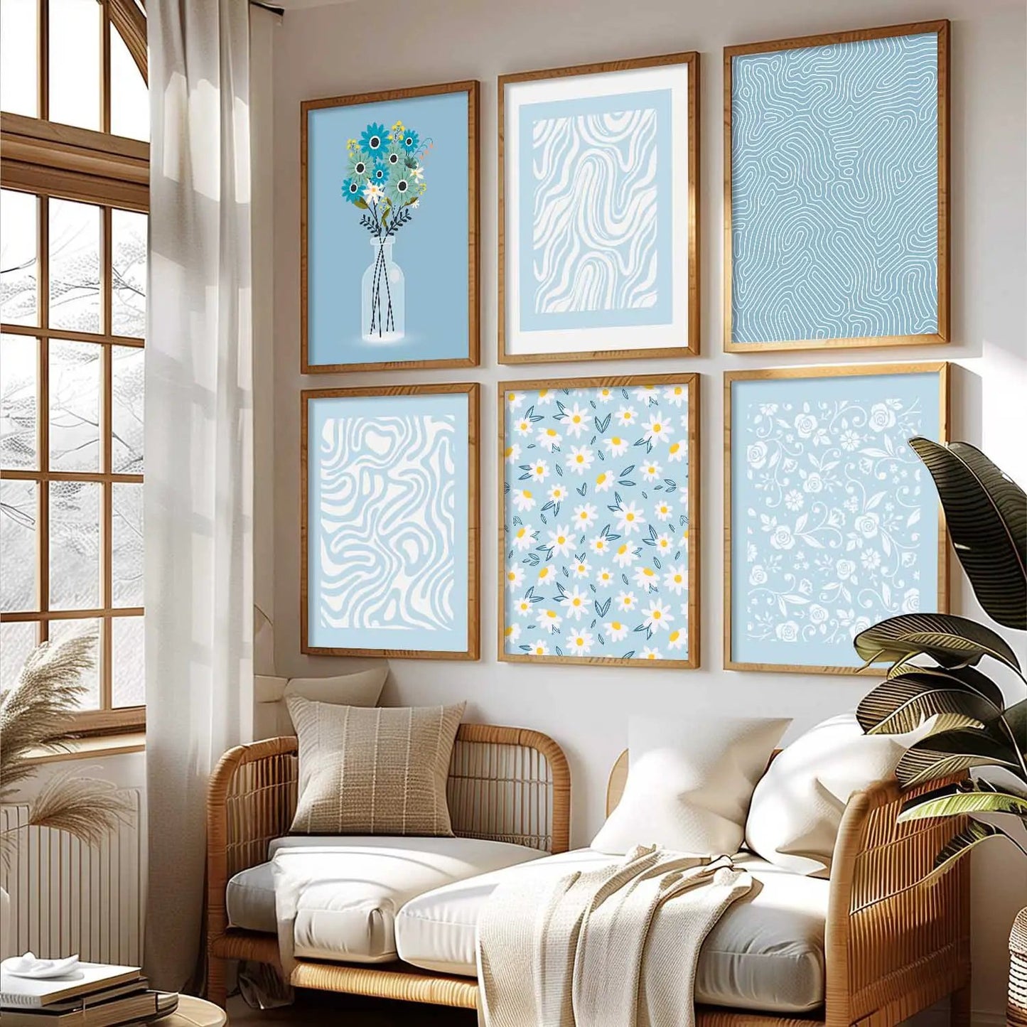 Boho Framed Wall Art Prints | Set of 6 | Home Decor