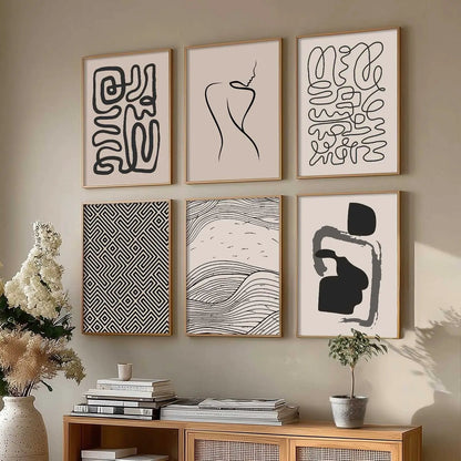 Boho Framed Wall Art Prints | Set of 6 | Home Decor