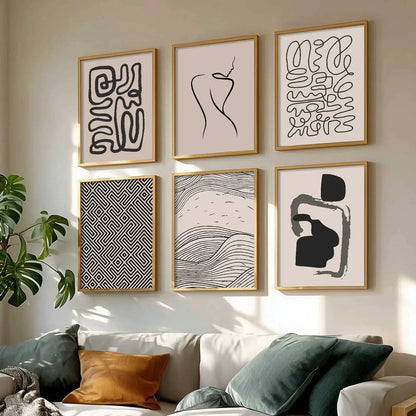 Boho Framed Wall Art Prints | Set of 6 | Home Decor