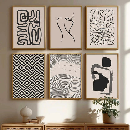 Boho Framed Wall Art Prints | Set of 6 | Home Decor