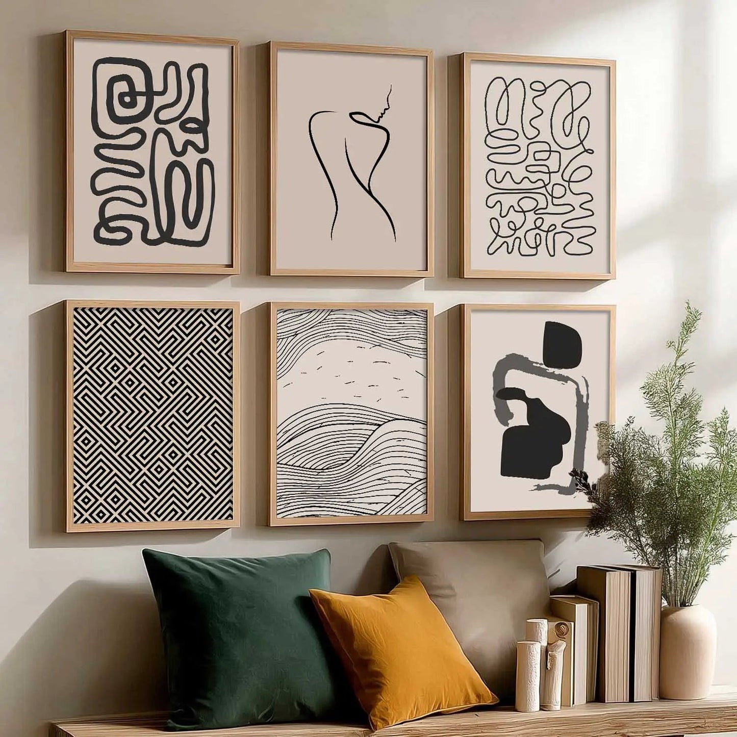 Boho Framed Wall Art Prints | Set of 6 | Home Decor