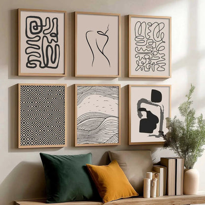 Boho Framed Wall Art Prints | Set of 6 | Home Decor