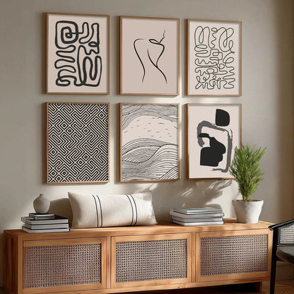 Boho Framed Wall Art Prints | Set of 6 | Home Decor