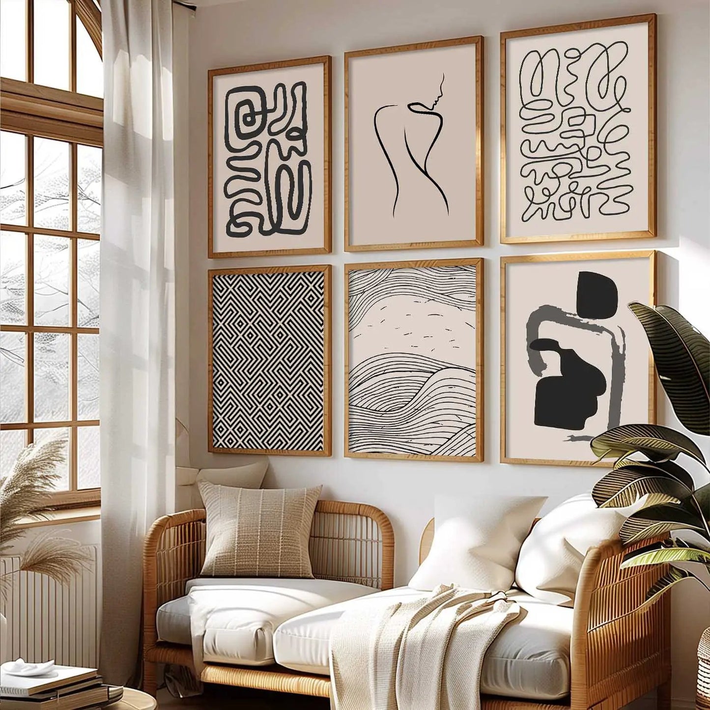 Boho Framed Wall Art Prints | Set of 6 | Home Decor