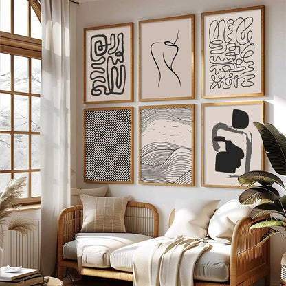 Boho Framed Wall Art Prints | Set of 6 | Home Decor
