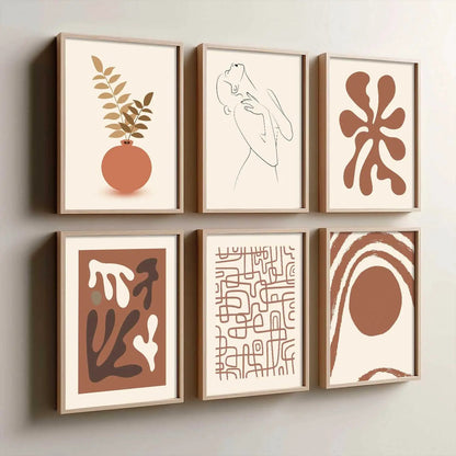 Boho Framed Wall Art Prints | Set of 6 | Home Decor