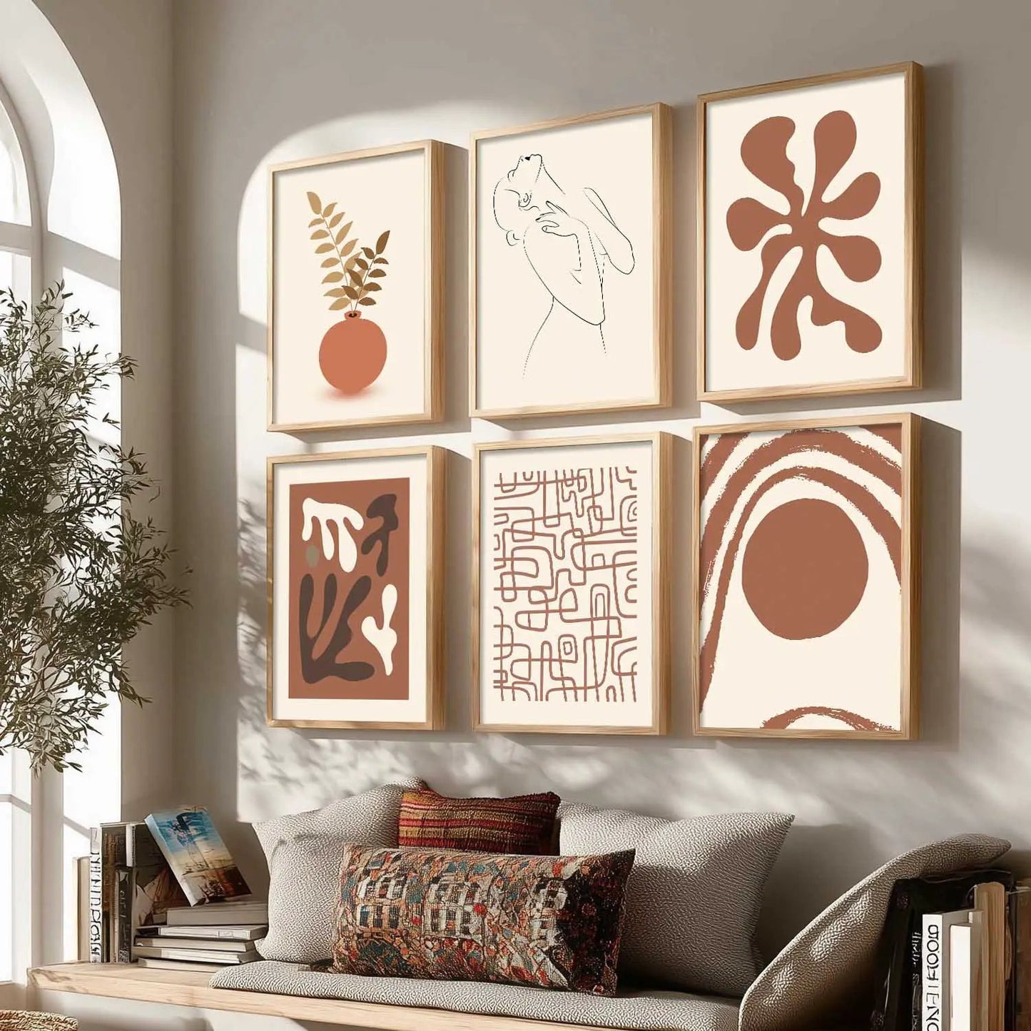 Boho Framed Wall Art Prints | Set of 6 | Home Decor