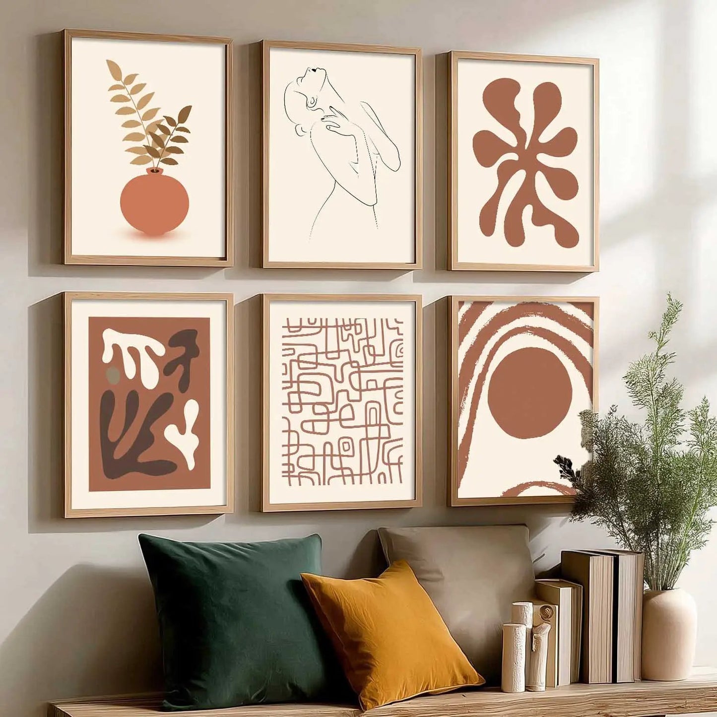Boho Framed Wall Art Prints | Set of 6 | Home Decor