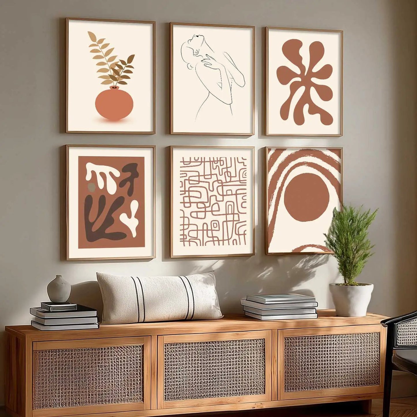 Boho Framed Wall Art Prints | Set of 6 | Home Decor