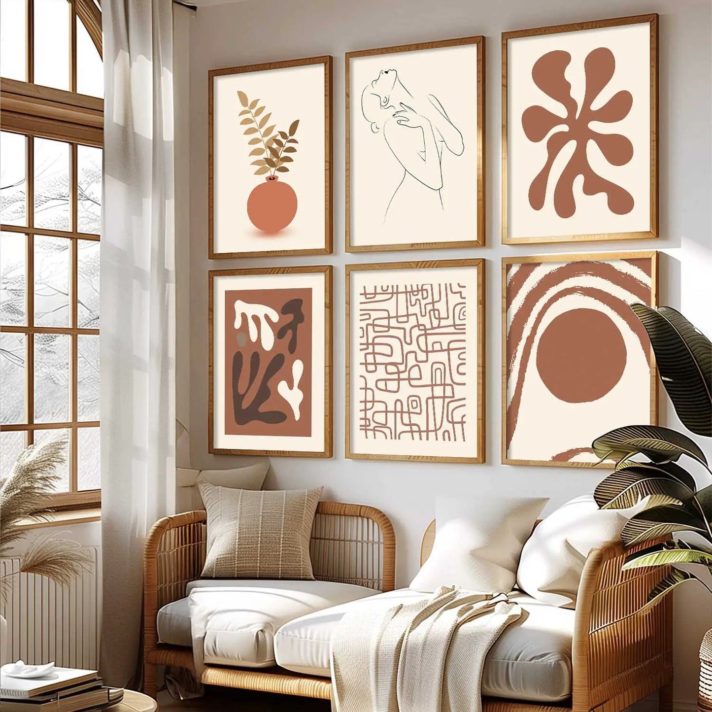 Boho Framed Wall Art Prints | Set of 6 | Home Decor