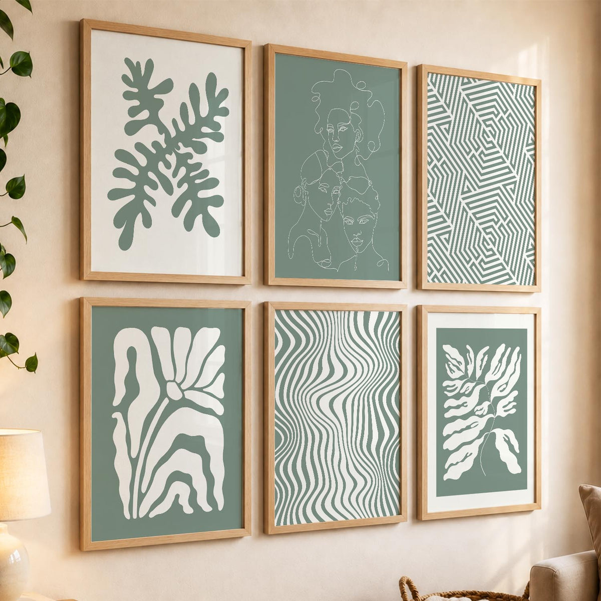 Leaf Botanical Wall Art Set of 6 Framed Prints