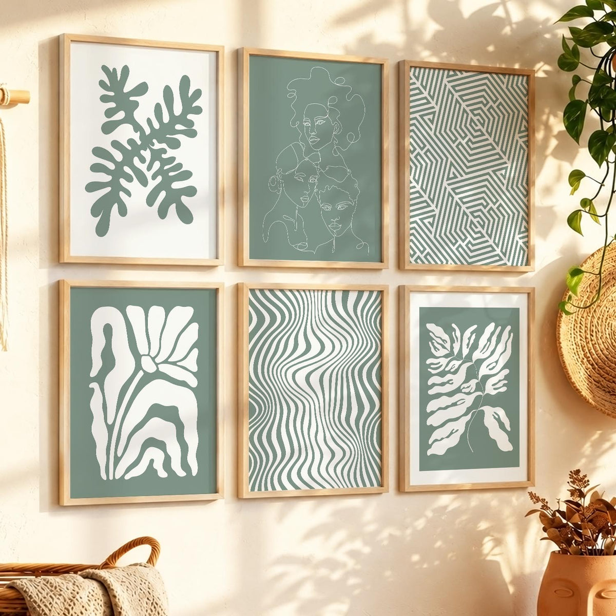 Leaf Botanical Wall Art Set of 6 Framed Prints