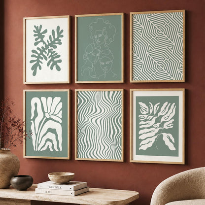 Leaf Botanical Wall Art Set of 6 Framed Prints