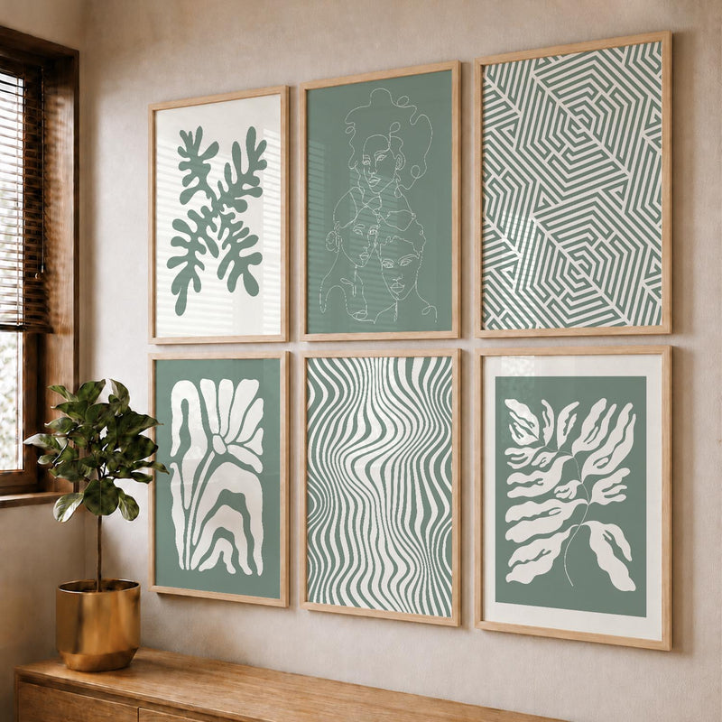 Leaf Botanical Wall Art Set of 6 Framed Prints