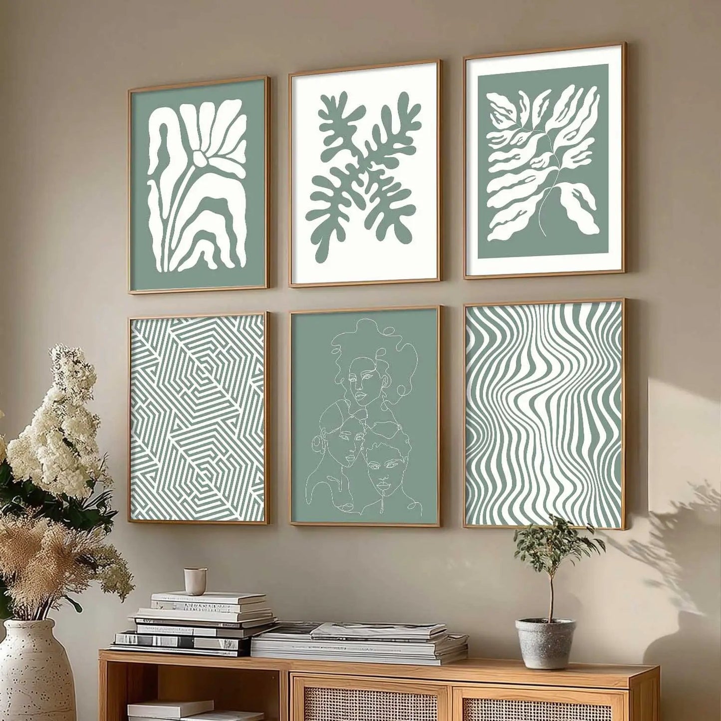 Boho Framed Wall Art Prints | Set of 6 | Home Decor