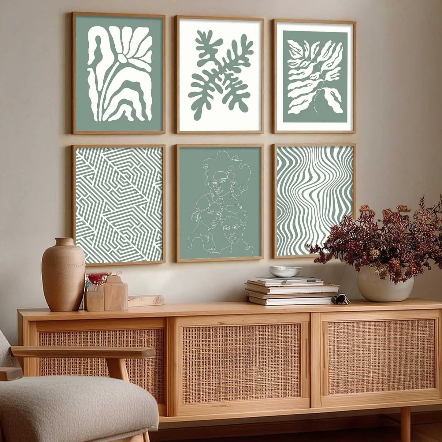 Boho Framed Wall Art Prints | Set of 6 | Home Decor