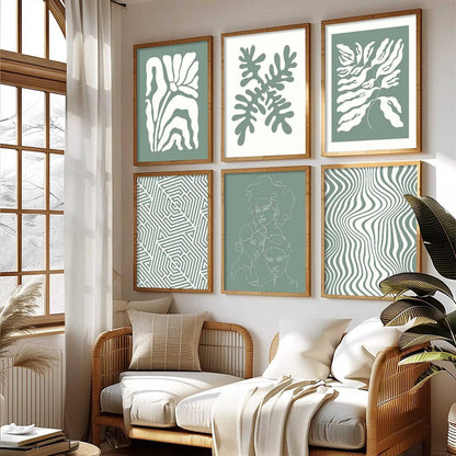 Boho Framed Wall Art Prints | Set of 6 | Home Decor