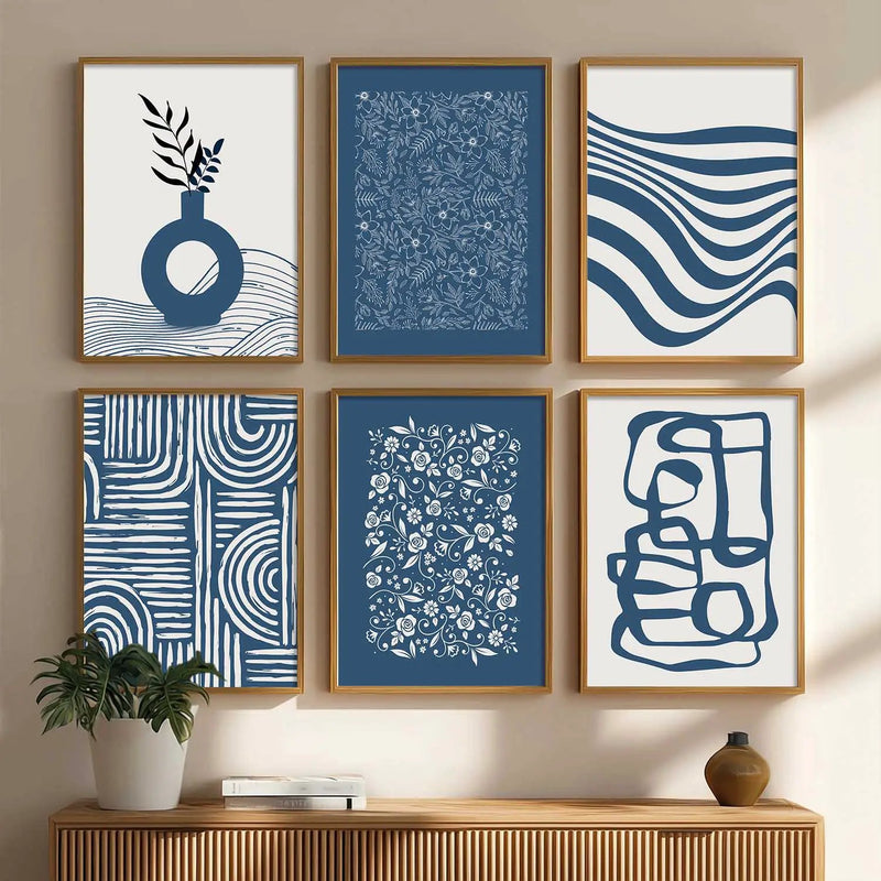 Boho Framed Wall Art Prints | Set of 6 | Home Decor