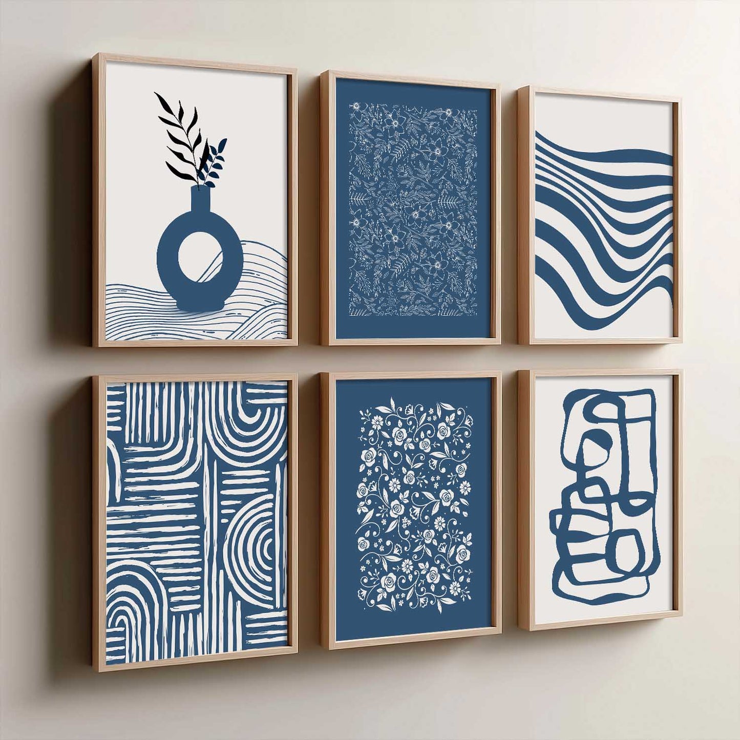 Boho Wall Art Prints with Frame for Living Room Bedroom Home and Office Wall Decor Set of 6