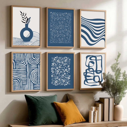 Boho Wall Art Prints with Frame for Living Room Bedroom Home and Office Wall Decor Set of 6