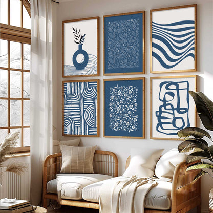 Boho Wall Art Prints with Frame for Living Room Bedroom Home and Office Wall Decor Set of 6