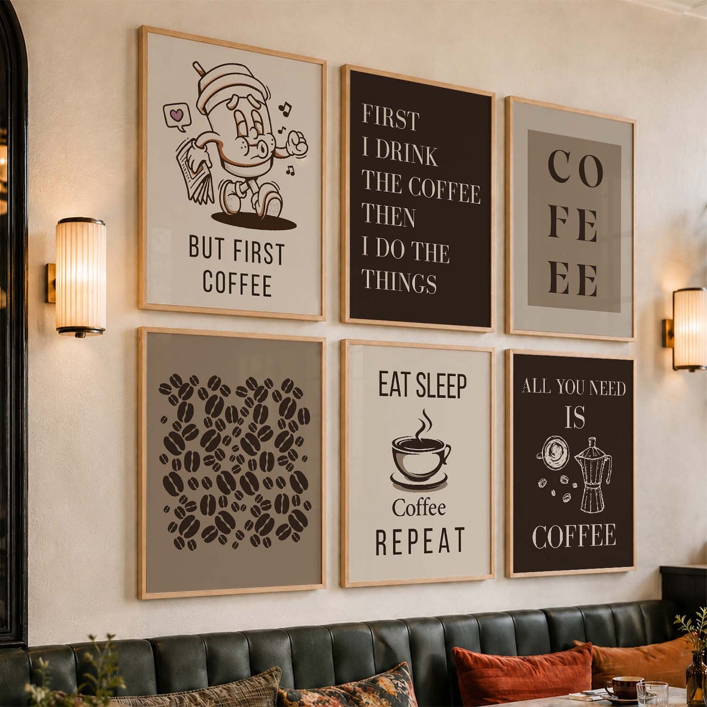 Kitchen Theme Framed Posters for Restaurant Kitchen Dinning Room Cafe Wall Decor Set of 6