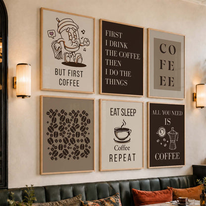 Kitchen Theme Framed Posters for Restaurant Kitchen Dinning Room Cafe Wall Decor Set of 6