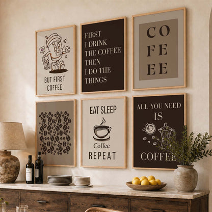 Kitchen Theme Framed Posters for Restaurant Kitchen Dinning Room Cafe Wall Decor Set of 6