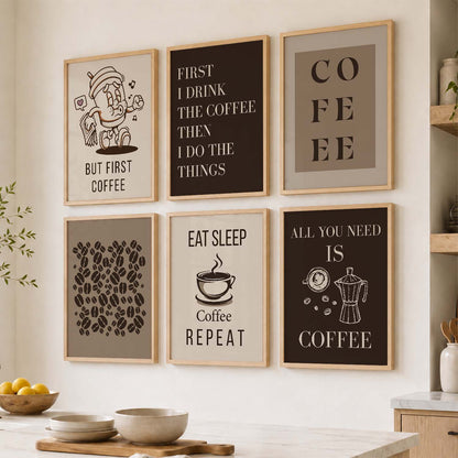 Kitchen Theme Framed Posters for Restaurant Kitchen Dinning Room Cafe Wall Decor Set of 6
