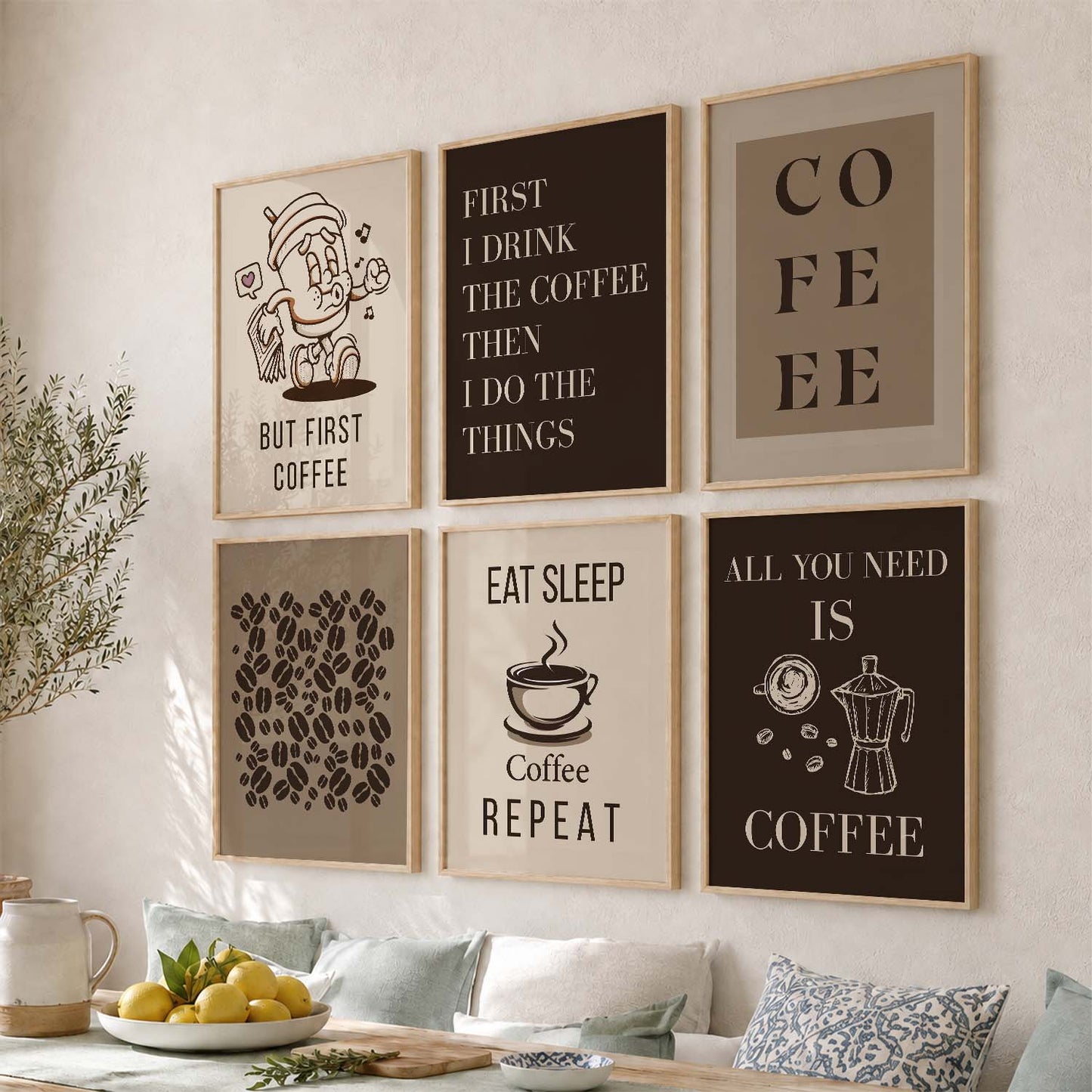 Kitchen Theme Framed Posters for Restaurant Kitchen Dinning Room Cafe Wall Decor Set of 6