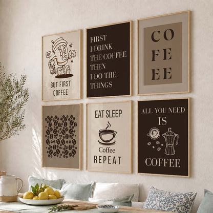 Kitchen Theme Framed Posters for Restaurant Kitchen Dinning Room Cafe Wall Decor Set of 6