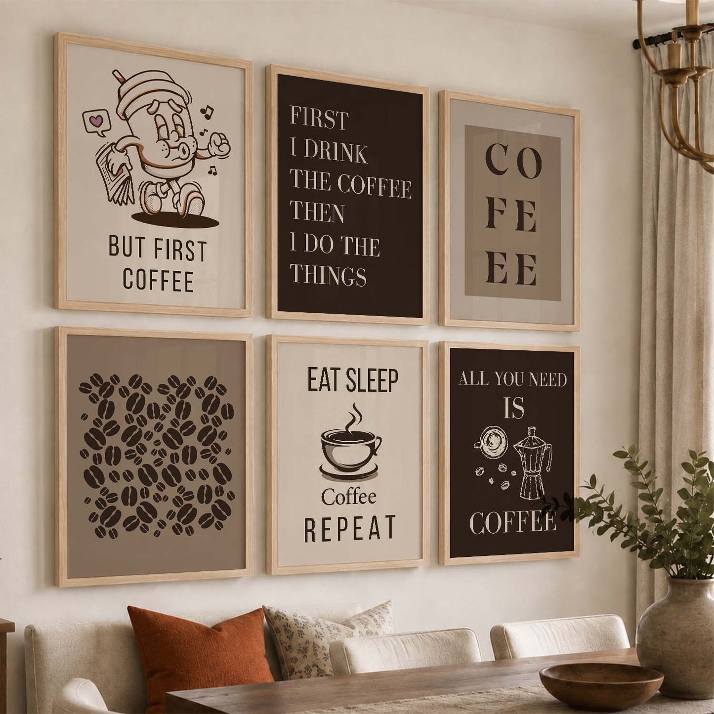 Kitchen Theme Framed Posters for Restaurant Kitchen Dinning Room Cafe Wall Decor Set of 6