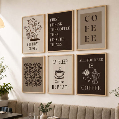 Kitchen Theme Framed Posters for Restaurant Kitchen Dinning Room Cafe Wall Decor Set of 6