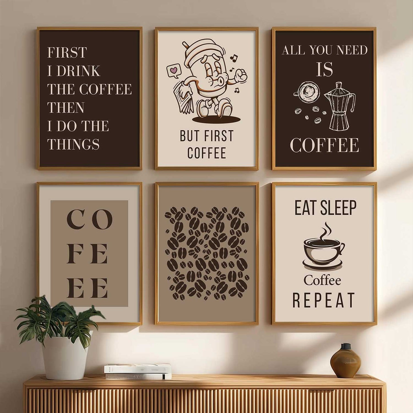 Kitchen Theme Framed Posters for Restaurant Kitchen Dinning Room Cafe Wall Decor Set of 6