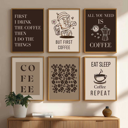 Kitchen Theme Framed Posters for Restaurant Kitchen Dinning Room Cafe Wall Decor Set of 6