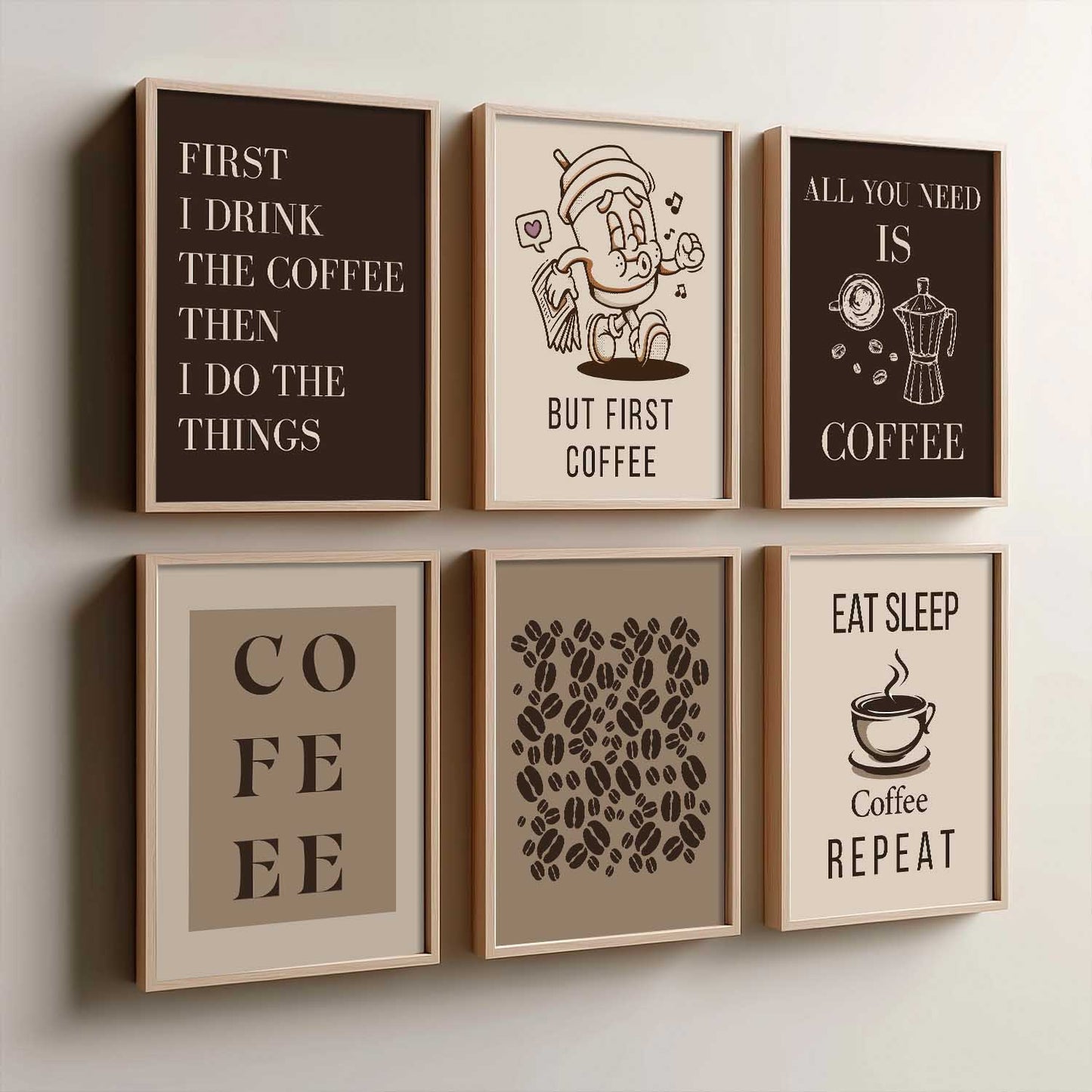 Kitchen Theme Framed Posters for Restaurant Kitchen Dinning Room Cafe Wall Decor Set of 6