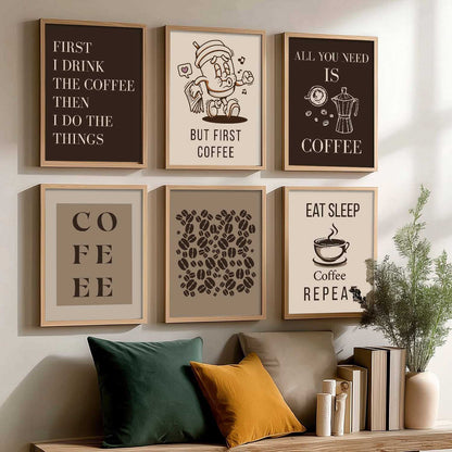 Kitchen Theme Framed Posters for Restaurant Kitchen Dinning Room Cafe Wall Decor Set of 6
