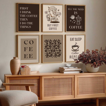 Kitchen Theme Framed Posters for Restaurant Kitchen Dinning Room Cafe Wall Decor Set of 6