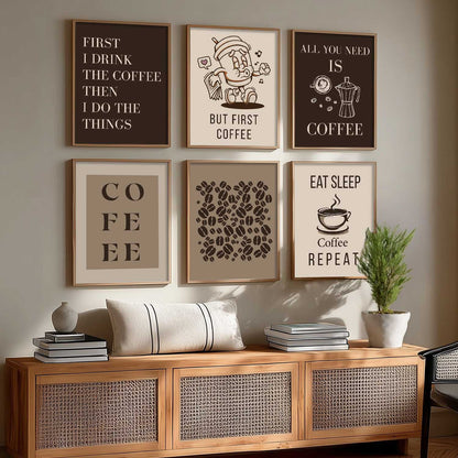 Kitchen Theme Framed Posters for Restaurant Kitchen Dinning Room Cafe Wall Decor Set of 6