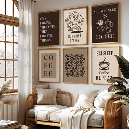 Kitchen Theme Framed Posters for Restaurant Kitchen Dinning Room Cafe Wall Decor Set of 6