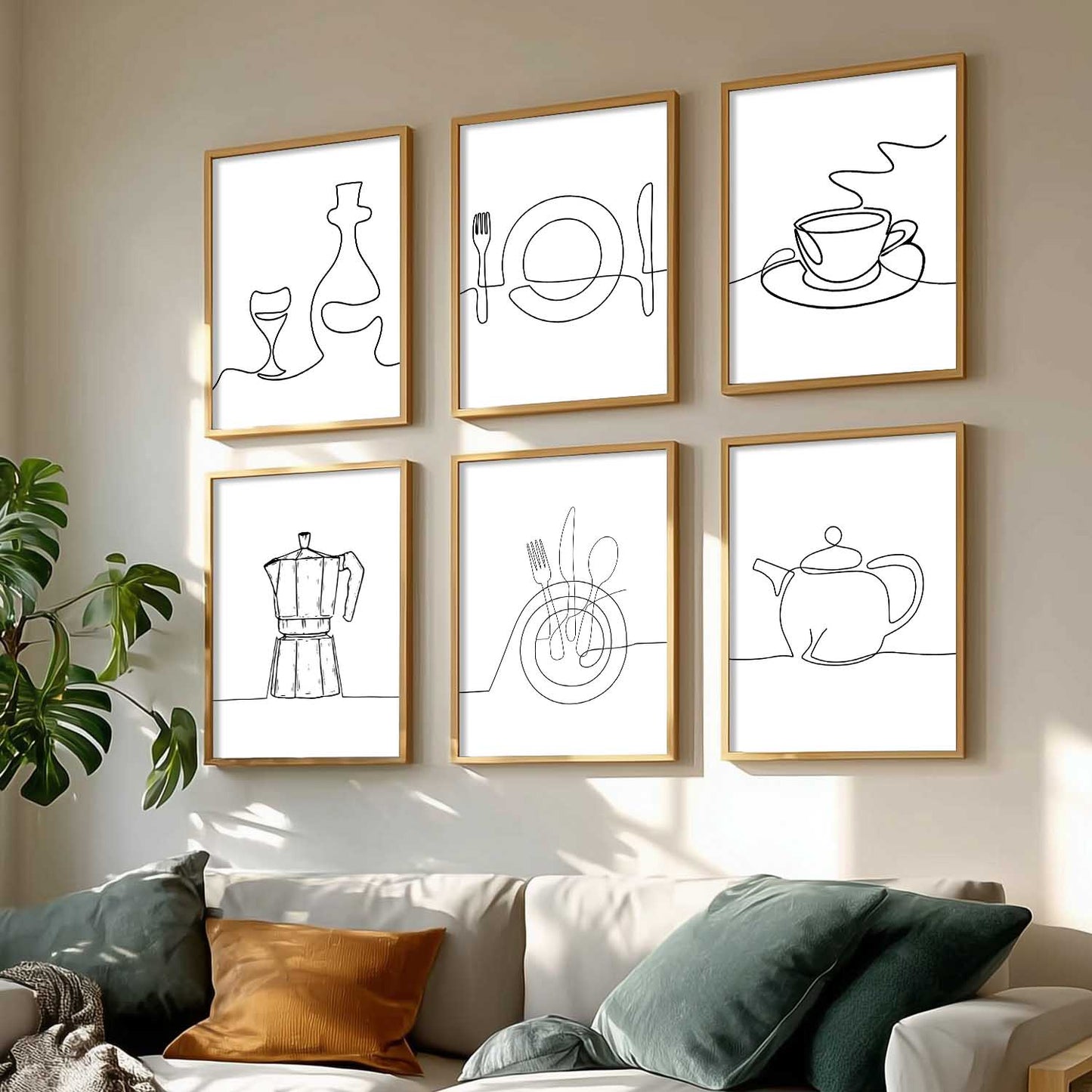 Kitchen Theme Framed Posters for Restaurant Kitchen Dinning Room Cafe Wall Decor Set of 6