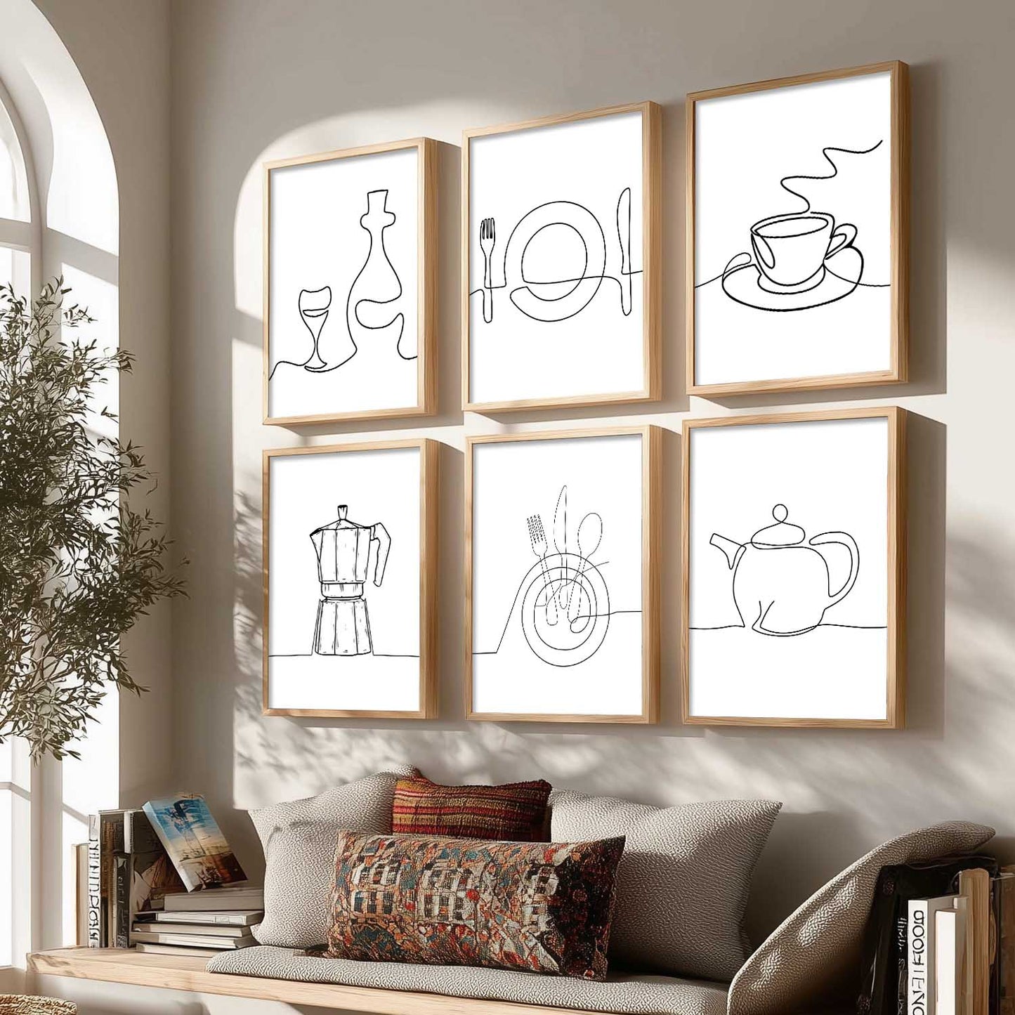 Kitchen Theme Framed Posters for Restaurant Kitchen Dinning Room Cafe Wall Decor Set of 6