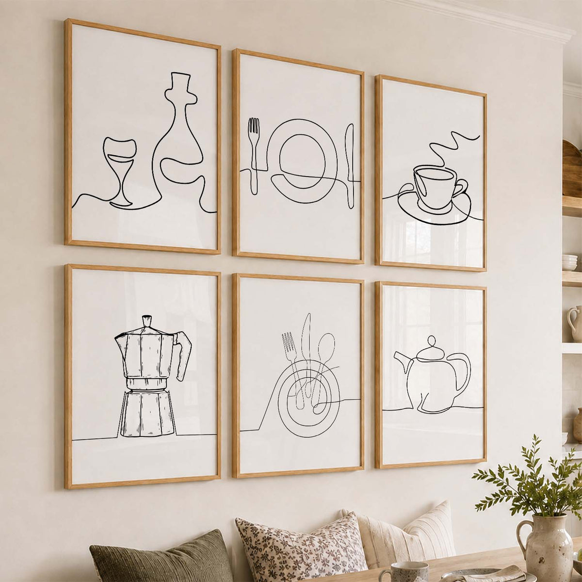 Kitchen Theme Framed Posters for Restaurant Kitchen Dinning Room Cafe Wall Decor Set of 6