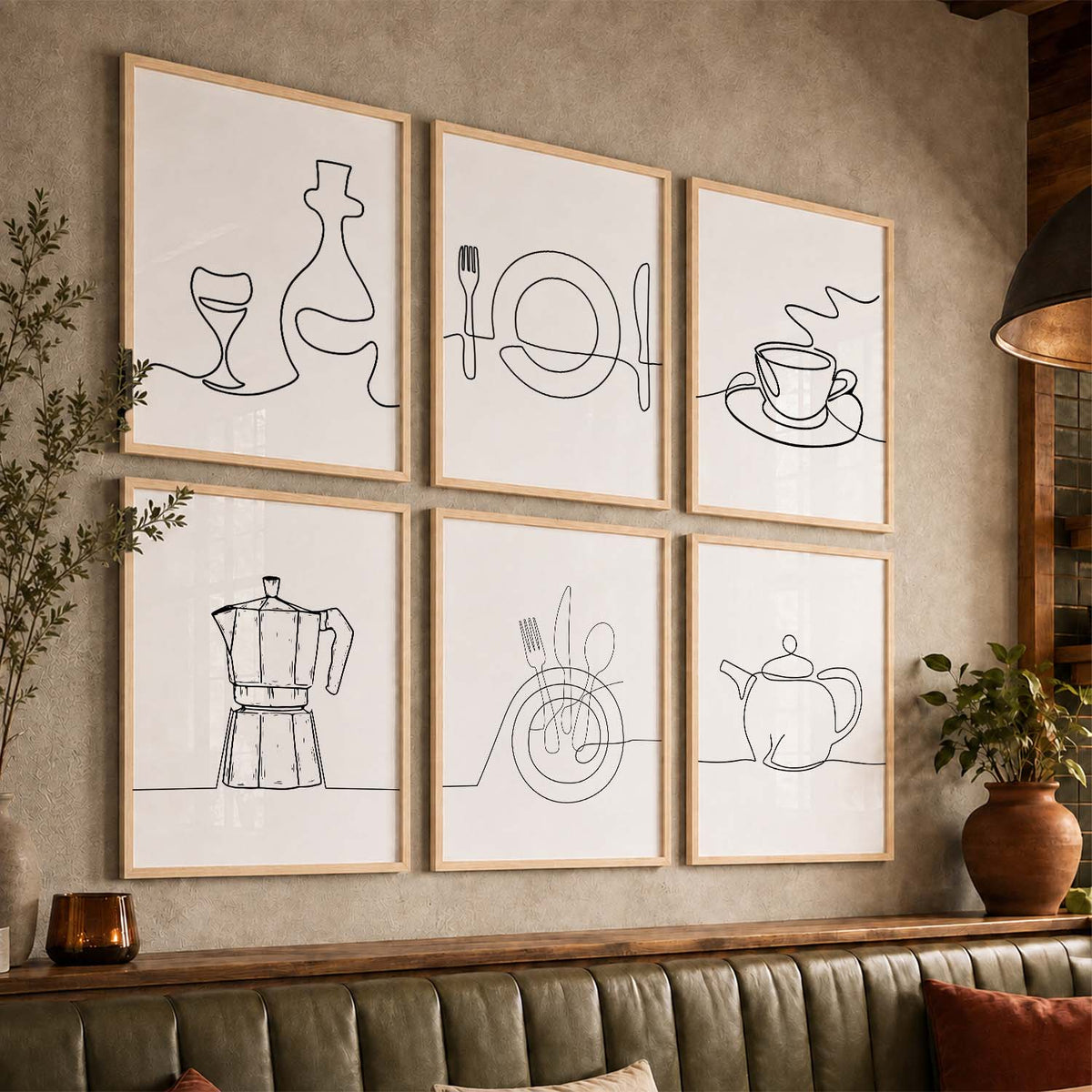 Kitchen Theme Framed Posters for Restaurant Kitchen Dinning Room Cafe Wall Decor Set of 6