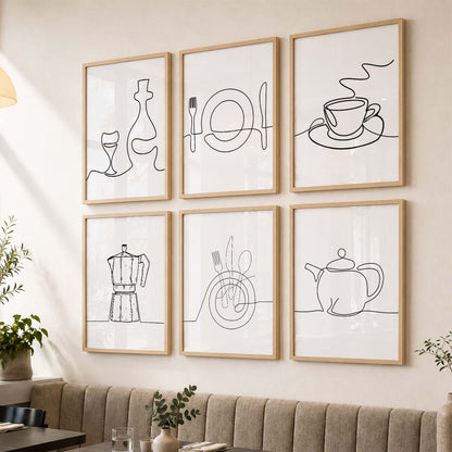 Kitchen Theme Framed Posters for Restaurant Kitchen Dinning Room Cafe Wall Decor Set of 6