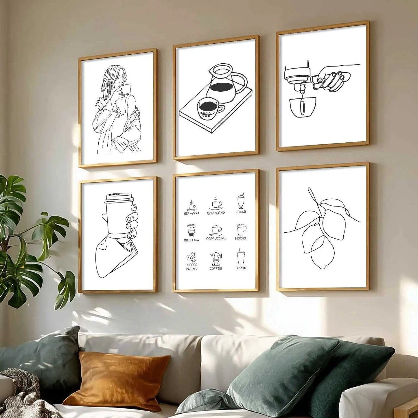 Kitchen Theme Framed Posters for Restaurant Kitchen Dinning Room Cafe Wall Decor Set of 6