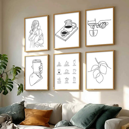 Kitchen Theme Framed Posters for Restaurant Kitchen Dinning Room Cafe Wall Decor Set of 6