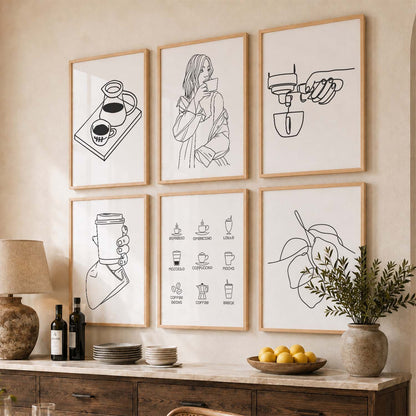 Kitchen Theme Framed Posters for Restaurant Kitchen Dinning Room Cafe Wall Decor Set of 6