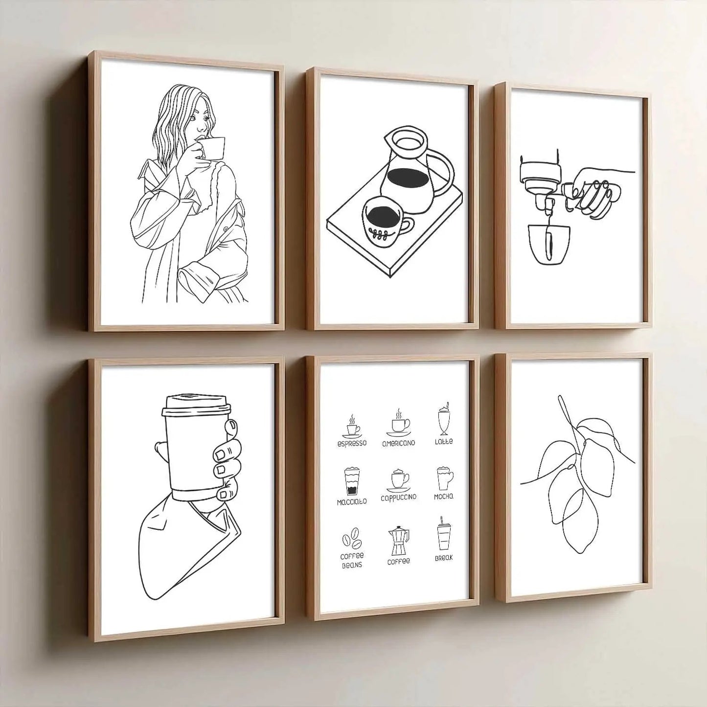 Kitchen Theme Framed Posters for Restaurant Kitchen Dinning Room Cafe Wall Decor Set of 6